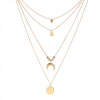 цинковый сплав Ожерелье, с 2inch наполнитель цепи, плакирован золотом, 4-слойная & Овальный цепь & Женский, длина:Приблизительно 15.5 дюймовый, продается Strand