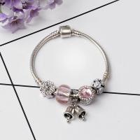 Zinc Alloy European Bracelets, with brass chain & Crystal & Lampwork, plated, charm bracelet & snake chain & for woman & enamel & faceted & with rhinestone 