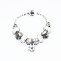 Zinc Alloy European Bracelets, with brass chain & Rhinestone Clay Pave & Crystal & Lampwork, Flower, plated, charm bracelet & snake chain & for woman & enamel & faceted & with rhinestone Approx 7.4 Inch 