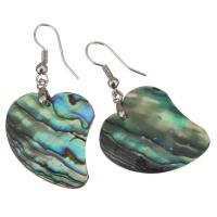 Abalone Shell Earring, Brass, with Abalone Shell, Heart, silver color plated, for woman, 47mm 