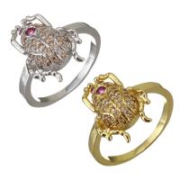 Zircon pavent l'anneau en laiton de doigt, Insecte, Placage, pavé de micro zircon & pour femme, plus de couleurs à choisir, 15.5mm Vendu par PC