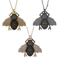 Cubic Zircon Micro Pave Brass Necklace, with 2Inch extender chain, Bee, plated, oval chain & micro pave cubic zirconia & for woman 1.5mm Approx 16 Inch 