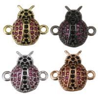 Cubic Zirconia Micro Pave Brass Connector, Ladybug, plated, micro pave cubic zirconia & 1/1 loop Approx 1.5mm 