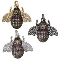 Animal Brass Pendants, Bee, plated, micro pave cubic zirconia Approx 3mm 