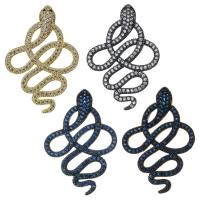 Animal Brass Pendants, Snake, plated, micro pave cubic zirconia Approx 