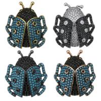 Animal Brass Pendants, Ladybug, plated, micro pave cubic zirconia & double-hole Approx 