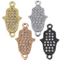 Cubic Zirconia Micro Pave Brass Connector, Hamsa, plated, 4/4 loop & micro pave cubic zirconia Approx 1mm 