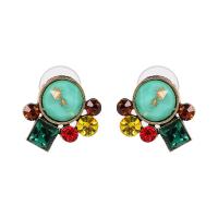 Zinc Alloy Stud Earring, with Crystal, antique gold color plated, for woman 