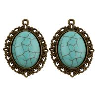 Turquoise Zinc Alloy Pendants, with turquoise, antique bronze color plated, lead & cadmium free Approx 1.5mm 