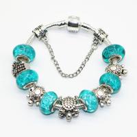 Zinc Alloy European Bracelets, with brass chain & Lampwork, plated, Unisex & snake chain Approx 7.4 Inch 
