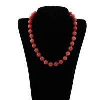 Red Agate Necklace, zinc alloy lobster clasp, Round, natural, faceted, 12mm Approx 18 Inch 