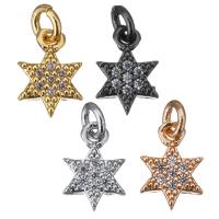 Brass Star Pendants, Hexagram, plated, micro pave cubic zirconia Approx 2.5mm 