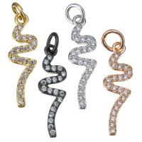 Animal Brass Pendants, Snake, plated, micro pave cubic zirconia Approx 3mm 