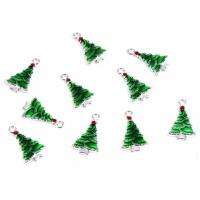 亜鉛合金 ブレスレットパーツ, クリスマスツリー, シルバーメッキ, エナメル, 25mm, 穴:約 0.5mm, 売り手 パソコン