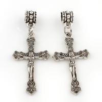 Zinc Alloy European Pendants, Crucifix Cross, antique silver color plated, without troll, lead & cadmium free Approx 5mm 