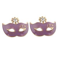 Zinc Alloy Enamel Pendants, Mask, gold color plated, with rhinestone, lead & cadmium free Approx 