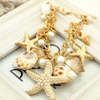 Zinc Alloy Bracelet, with Resin Pearl, gold color plated, for woman, lead & cadmium free Approx 8.6 Inch 