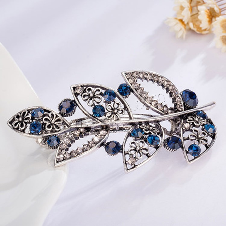 Zinc Alloy Hair Clip, plated, different styles for choice & for woman & with rhinestone, more colors for choice, 32x60mm, Sold By PC