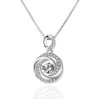 Cubic Zirconia Sterling Silver Pendants, 925 Sterling Silver, platinum plated, micro pave rhinestone & for woman & with cubic zirconia Approx 5mm 