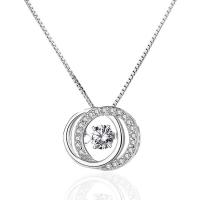 Cubic Zirconia Sterling Silver Pendants, 925 Sterling Silver, platinum plated, micro pave rhinestone & for woman & with cubic zirconia Approx 0.5mm 