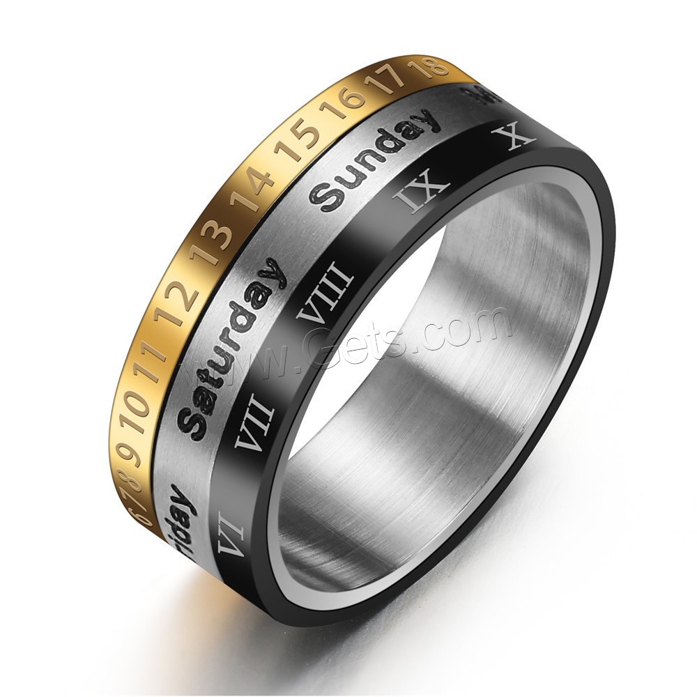 Нержавеющая сталь Человек палец кольцо, нержавеющая сталь, Другое покрытие, с рисунками цифры & разный размер для выбора & с письмо узором & Мужский, продается PC