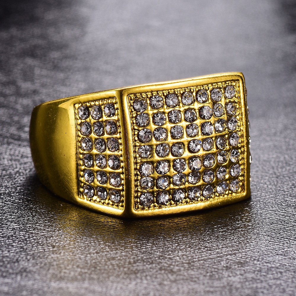 Zinc Alloy Finger Ring, gold color plated, different size for choice & for man & with rhinestone, 18mm, Sold By PC