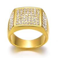 Zinc Alloy Finger Ring, gold color plated & for man & with rhinestone, 18mm 