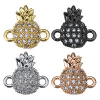 Cubic Zirconia Micro Pave Brass Connector, Pineapple, plated, micro pave cubic zirconia & 1/1 loop Approx 1.5mm 