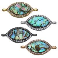Brass Connector, with Abalone Shell, Horse Eye, plated, mosaic & micro pave cubic zirconia & 1/1 loop Approx 1mm 