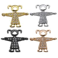Cubic Zirconia Micro Pave Brass Connector, Girl, plated, micro pave cubic zirconia & 1/1 loop Approx 1mm 