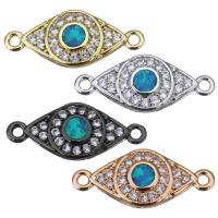 Brass Connector, with Opal, Horse Eye, plated, micro pave cubic zirconia & 1/1 loop Approx 1mm 