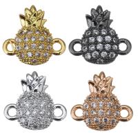 Cubic Zirconia Micro Pave Brass Connector, Pineapple, plated, micro pave cubic zirconia & 1/1 loop Approx 1mm 