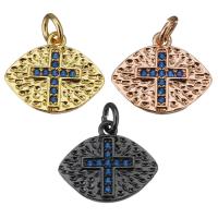 Cubic Zirconia Micro Pave Brass Pendant, Horse Eye, plated, with cross pattern & micro pave cubic zirconia Approx 3mm 