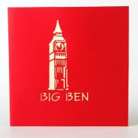 Greeting Card, Paper, Big Ben, handmade, with envelope & 3D effect 