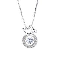 Cubic Zirconia Sterling Silver Necklace, 925 Sterling Silver, with 2inch extender chain, Dog, platinum plated, adjustable & box chain & with cubic zirconia Approx 16 Inch 