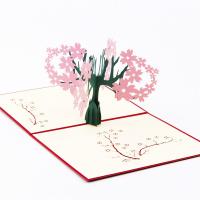 Greeting Card, Paper, Oriental Cherry, I love mom, handmade, with envelope & 3D effect 