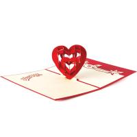 Christmas Greeting Card, Papier, Herz, Wort ich liebe dich, handgemacht, mit Umschlag & 3D-Effekt, 100x150mm, verkauft von PC