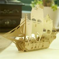 Greeting Card, Paper, Sail Boat, handmade, with envelope & 3D effect 