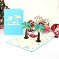 Carte de voeux de Noël, papier, le père noël, fait à la main, avec enveloppe & effet 3D Vendu par PC