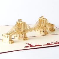 Greeting Card, Paper, Bridge, handmade, with envelope & 3D effect 