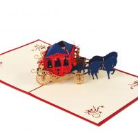 Greeting Card, Paper, Carriage, handmade & with envelope & 3D effect 