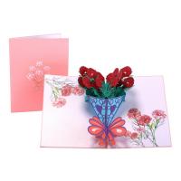 Greeting Card, Paper, Carnation, handmade, with envelope & 3D effect 
