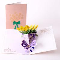 Greeting Card, Paper, Bouquet, handmade, with envelope & 3D effect 
