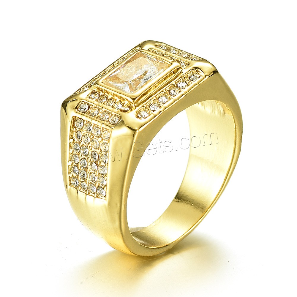 Zinc Alloy Finger Ring, gold color plated, different size for choice & for man & with rhinestone, Sold By PC
