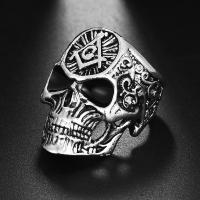 Zinc Alloy Finger Ring, Skull, plated & for man, 18mm 