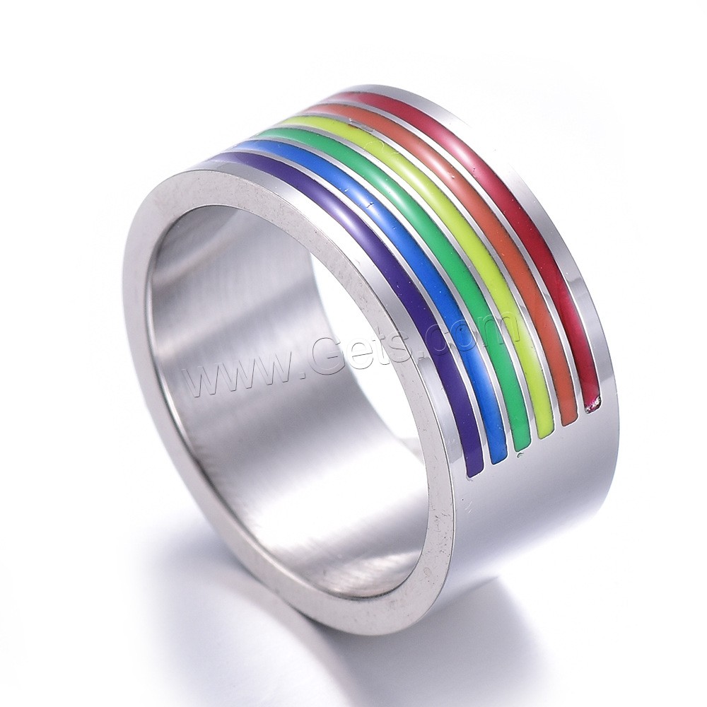 Enamel Stainless Steel Finger Ring, Unisex & different size for choice, original color, 10mm, Sold By PC