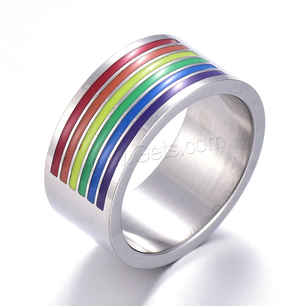кольцо эмали из нержавеющей стали, нержавеющая сталь, Мужская & разный размер для выбора & эмаль, оригинальный цвет, 10mm, продается PC