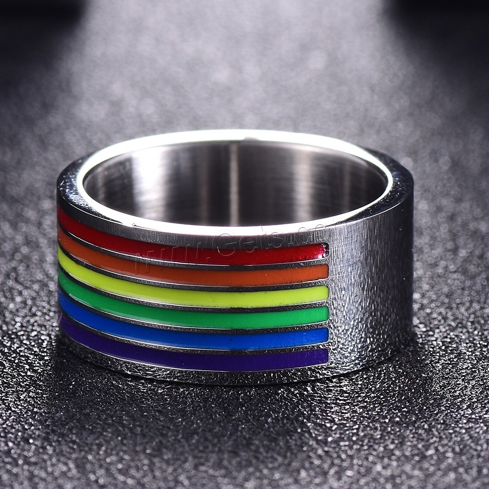 Enamel Stainless Steel Finger Ring, Unisex & different size for choice, original color, 10mm, Sold By PC