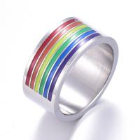 Enamel Stainless Steel Finger Ring, Unisex original color, 10mm 
