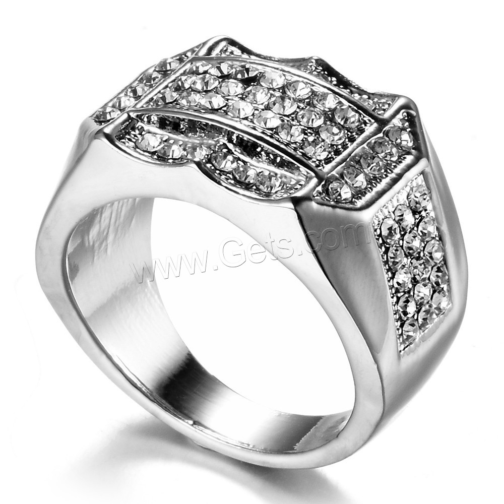 Zinc Alloy Finger Ring, plated, different size for choice & for man & with rhinestone, more colors for choice, 11.45mm, Sold By PC